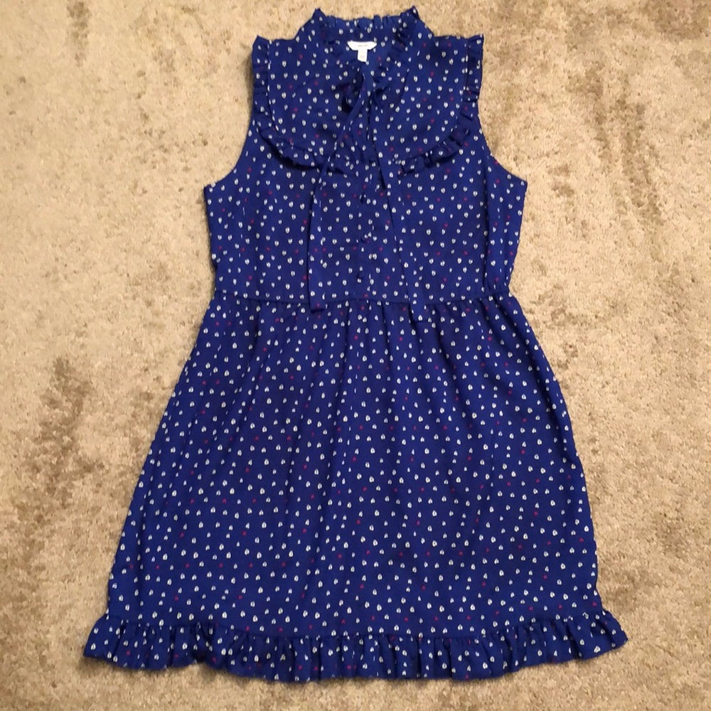 NWOT Forever 21 Blue Ruffle Dress With Hearts